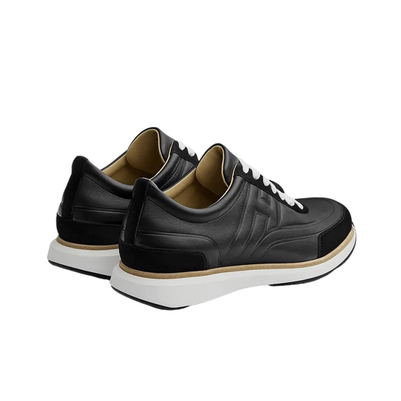 HERMES Low Top Stylish Skateboarding Shoes Men's Black-3