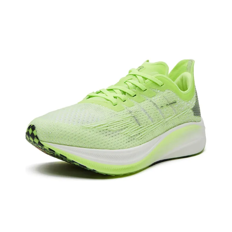 Erke Spirit Feather Low Top Running Shoes Women's Fluorescent Lime Green True White-2