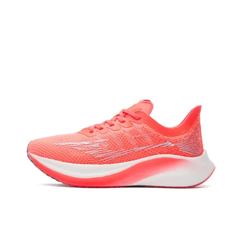 Erke Marathon Running Shoes Women's Low-Top Fluorescent Rosewood/Right White