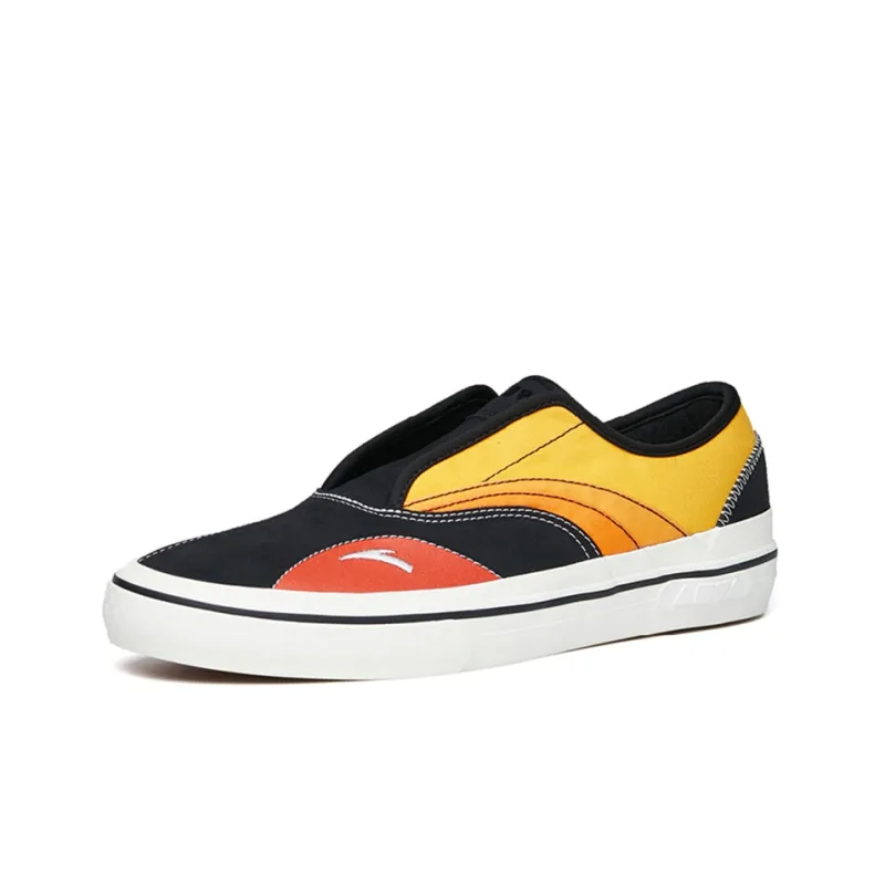 Anta Qian Xing Low-Top Skateboard Shoes Men's Black Yellow Slip-on Version-1