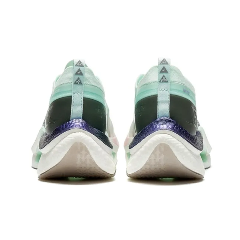 XTEP Anti Slip Wear Resistant Breathable Lightweight Rebound Low Top Casual Running Shoes Women's Green Beige-4