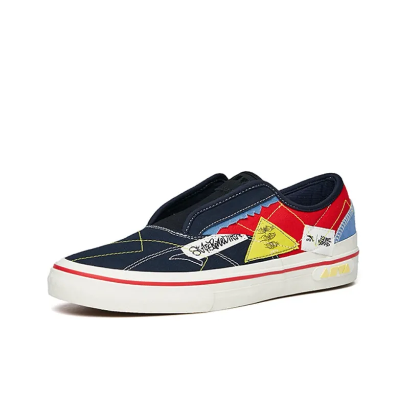 Anta Qian Xing Low Top Skateboard Shoes Men's Blue Black Red Slip on Version-2