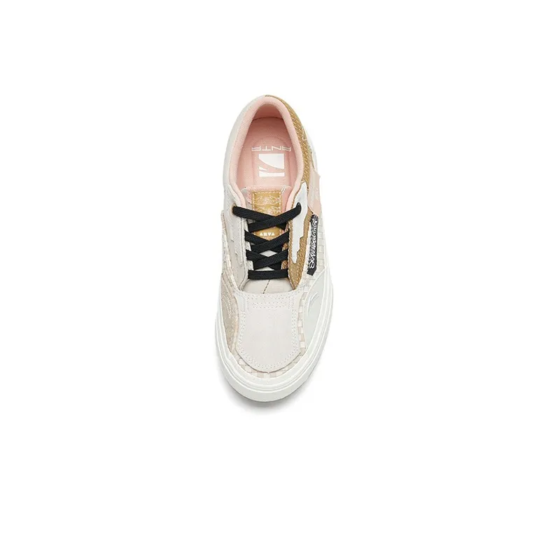Anta Qian Xing Low-Top Skateboard Shoes Women's Gray Yellow White Lace-Up Version-2