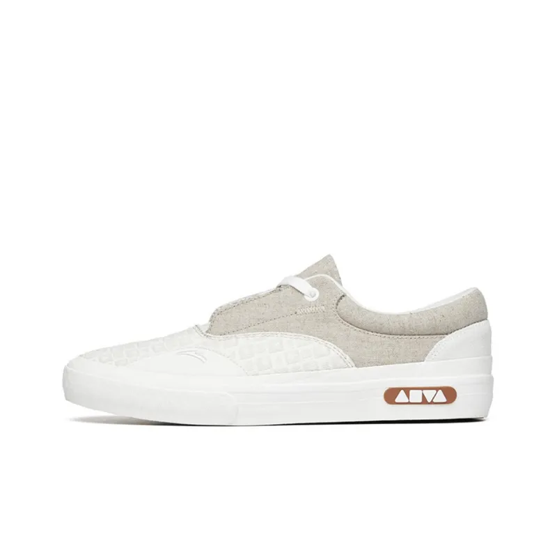 Anta Anti-Slip And Wear-Resistant Lightweight Low-Top Skateboard Shoes Women's Gray White Lace-Up Version-0
