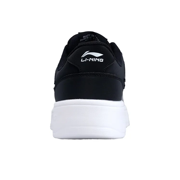 LiNing Anti Slip Wear Resistant Low Top Skateboard Shoes Men's Black White-3