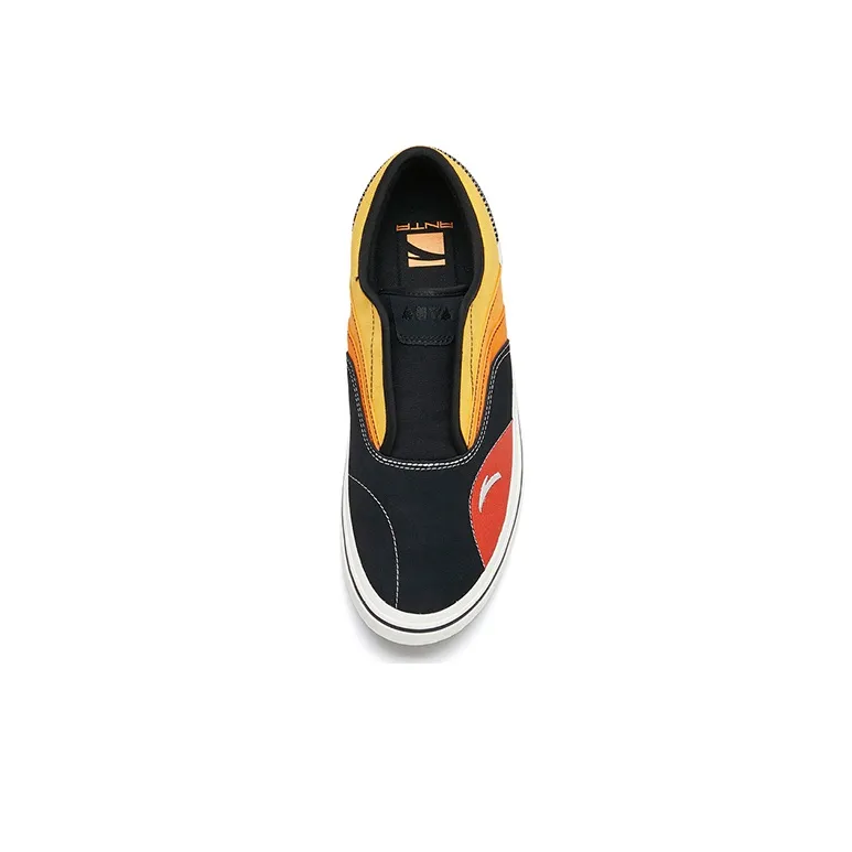 Anta Qian Xing Low-Top Skateboard Shoes Men's Black Yellow Slip-on Version-2
