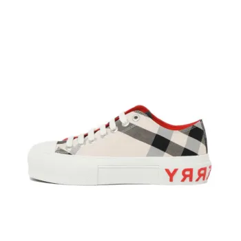 Burberry Gabardine Buttermilk White Red Women's