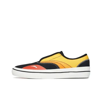 Anta Qian Xing Low-Top Skateboard Shoes Men's Black Yellow Slip-on Version