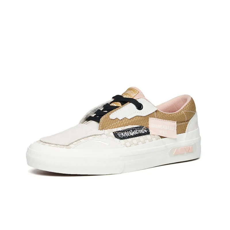Anta Qian Xing Low-Top Skateboard Shoes Women's Gray Yellow White Lace-Up Version-1
