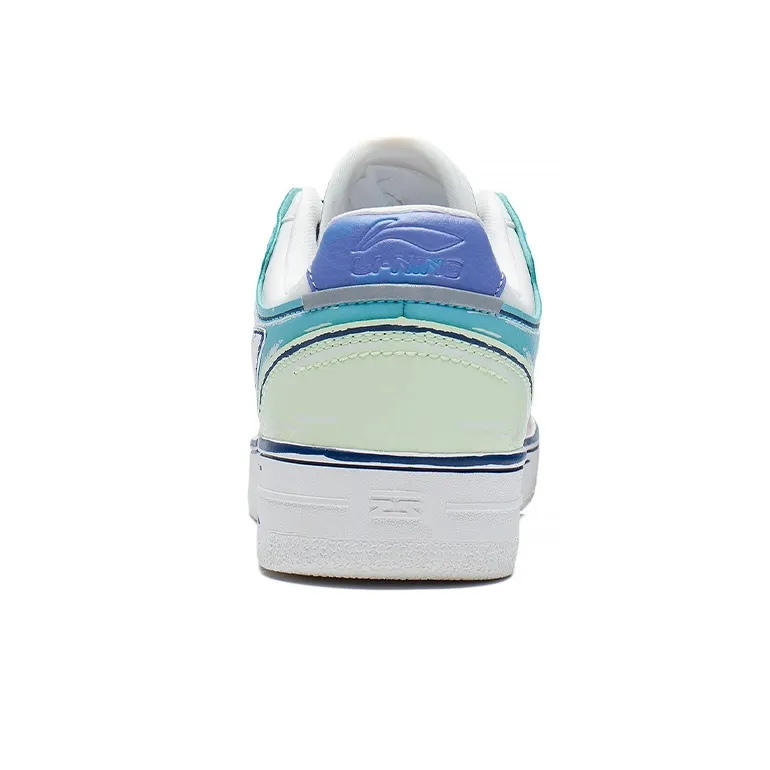 LiNing Tianji Slip Resistant Cushioning Abrasion Resistant Low Top Skateboard Shoes Women's White Blue Pink-5