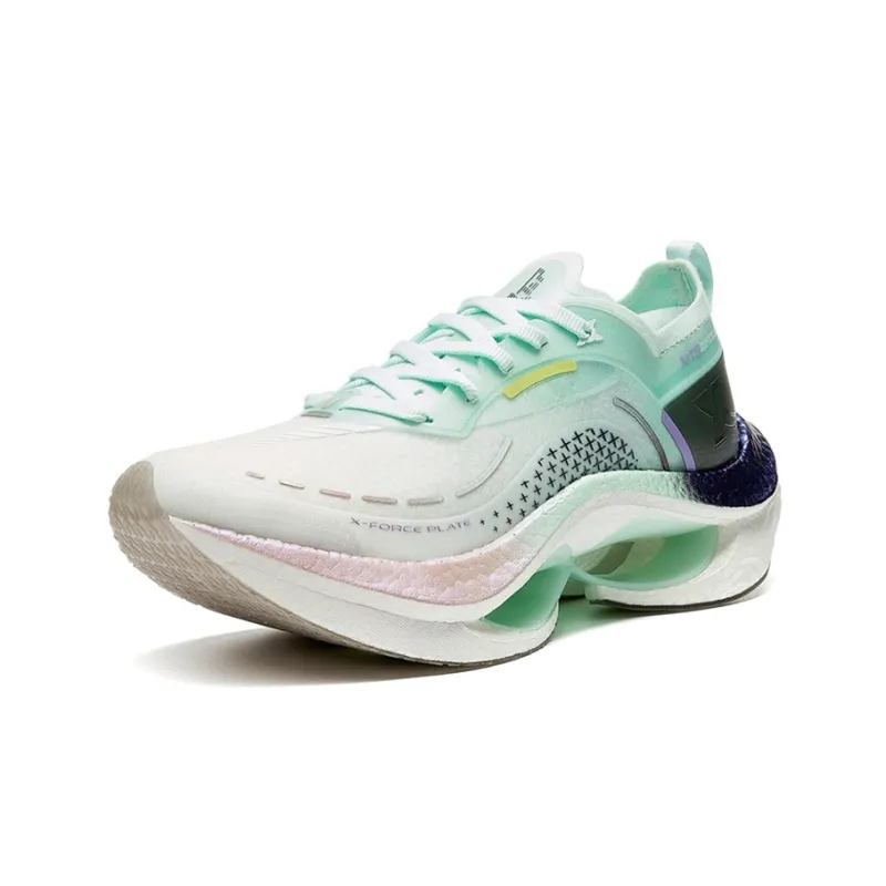 XTEP Anti Slip Wear Resistant Breathable Lightweight Rebound Low Top Casual Running Shoes Women's Green Beige-1