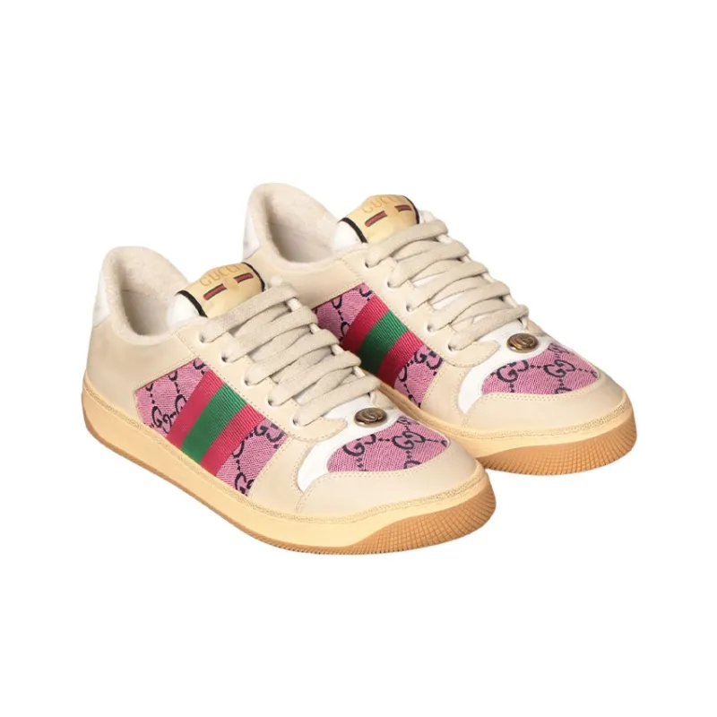 GUCCI Screener Distressed Shoes Stylish Skateboarding Shoes Women's Brown-2