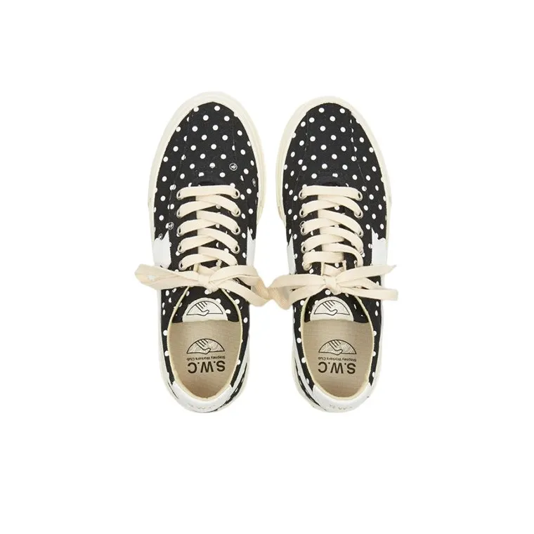 Stepney Workers Club Polka Dot Print Low Top Sneakers - Black/White-2