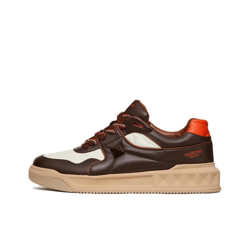 Valentino One Stud Low Top Brown White-0