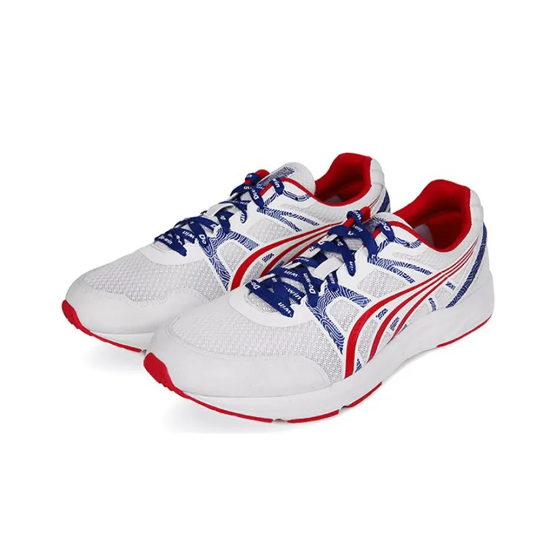 DO WIN Cushioning Slip Resistant Abrasion Resistant Breathable Low Top Running Shoes Unisex White Red-1