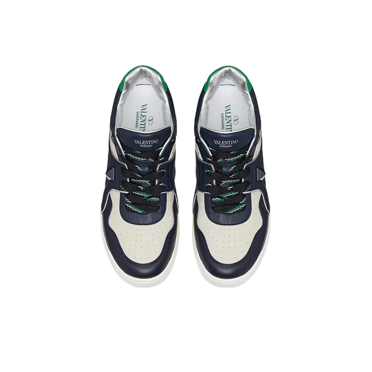 Valentino Garavani One Stud Low Top Marine White Bright Green-3