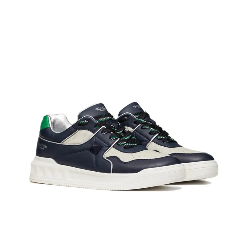 Valentino Garavani One Stud Low Top Marine White Bright Green-2