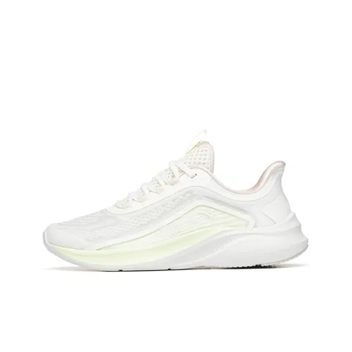 Anta Cushioned Anti Slip Wear Resistant Breathable Lightweight Low Top Running Shoes Women's White Green