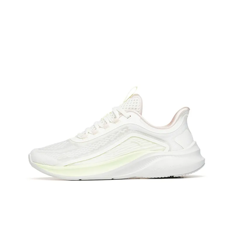 Anta Cushioned Anti-Slip Wear-Resistant Breathable Lightweight Low-Top Running Shoes Women's White Green-0