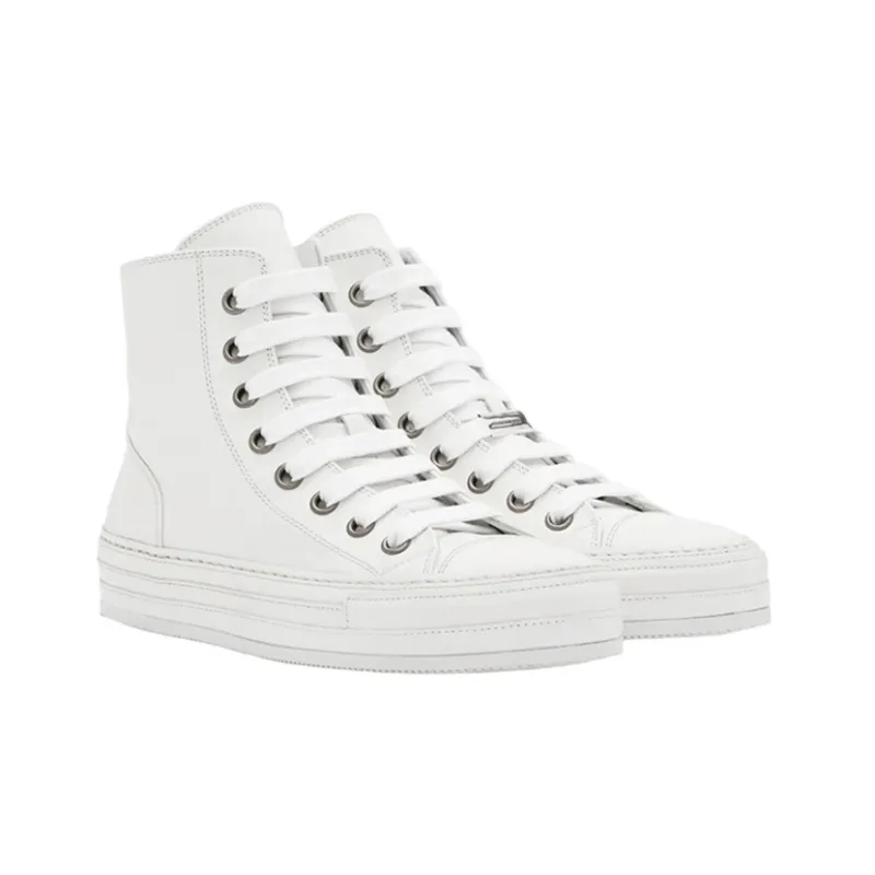 Ann Demeulemeester Raven High-Top Stylish Skateboarding Shoes Men's White-3