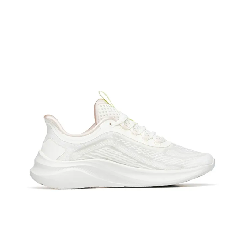 Anta Cushioned Anti-Slip Wear-Resistant Breathable Lightweight Low-Top Running Shoes Women's White Green-1