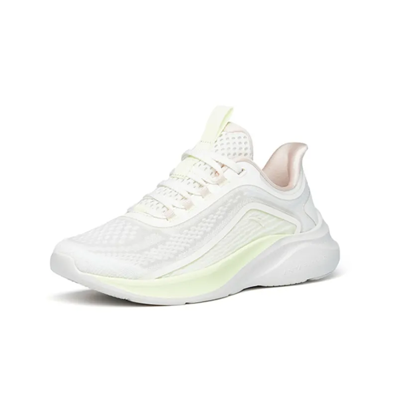 Anta Cushioned Anti-Slip Wear-Resistant Breathable Lightweight Low-Top Running Shoes Women's White Green-2