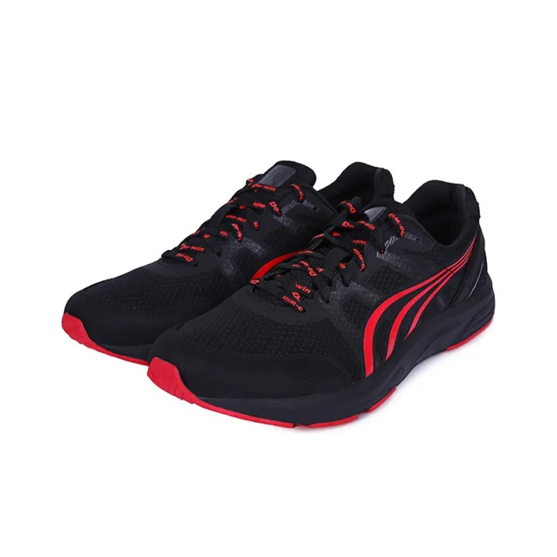 DO WIN Marathon Cushioning Anti Slip Wear Resistant Breathability Low Top Running Shoes Unisex Black Red-1