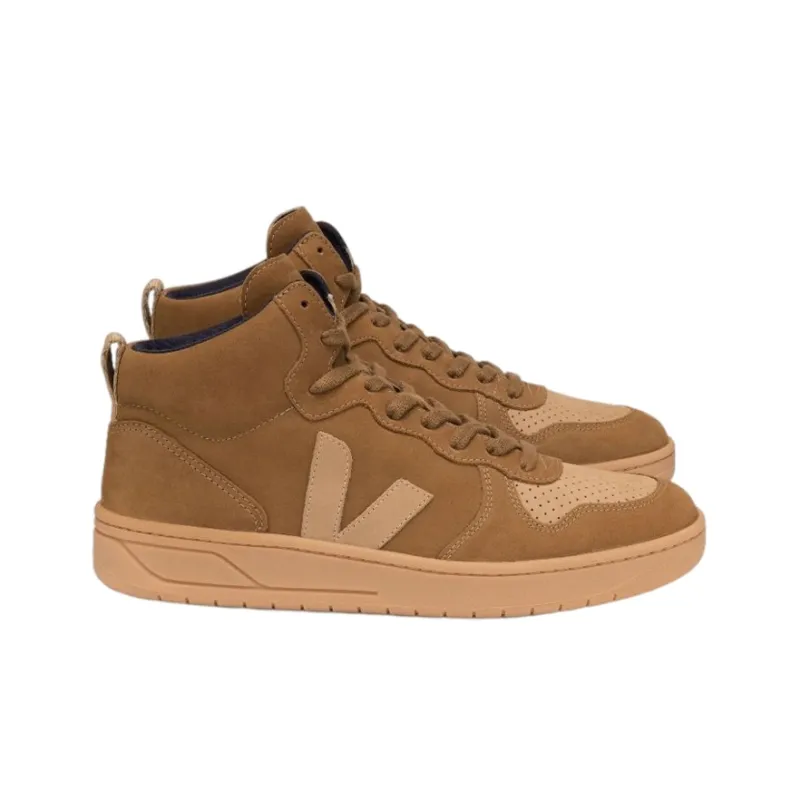 VEJA V 15 Mid Top Stylish Skateboarding Shoes Unisex Brown Yellow-1