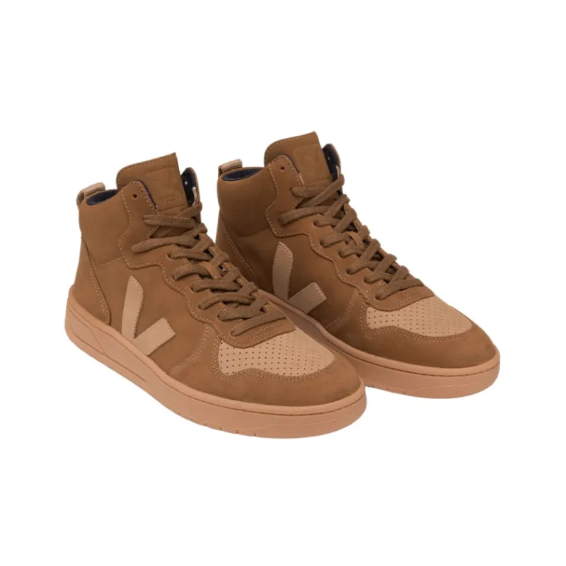 VEJA V 15 Mid Top Stylish Skateboarding Shoes Unisex Brown Yellow-2