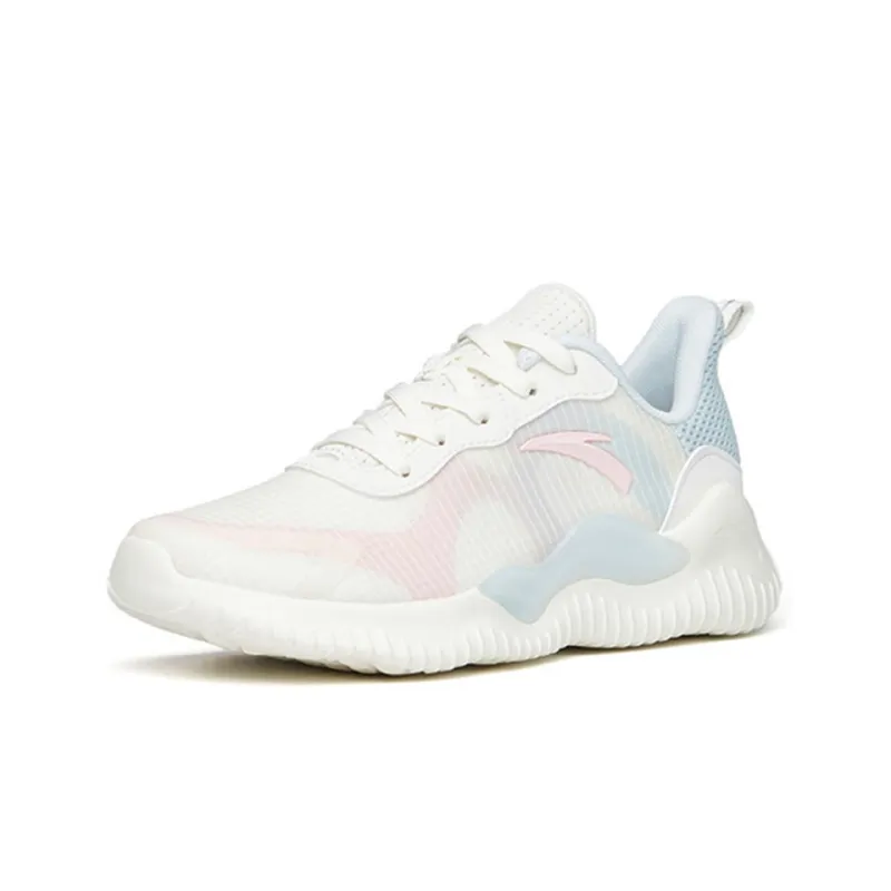 ANTA Running Collection Running Shoes Women's Low Top Ivory White/Illusion Blue/Apricot Blossom Pink-2
