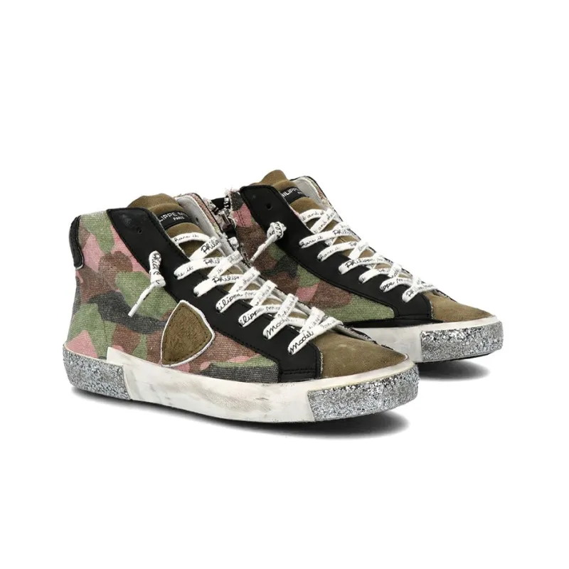 PHILIPPE MODEL Skateboard Shoes Women's High-Top Camouflage-1