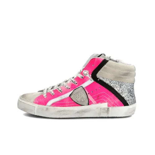 PHILIPPE MODEL Skateboard Shoes Women's High Top Pink Silver White