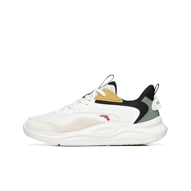 ANTA Running Collection Running Shoes Men Low Top Ivory White/Mud Gray/Black-0