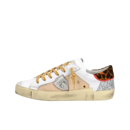 PHILIPPE MODEL Skateboard Shoes Women's Low-Top White Pink Silver