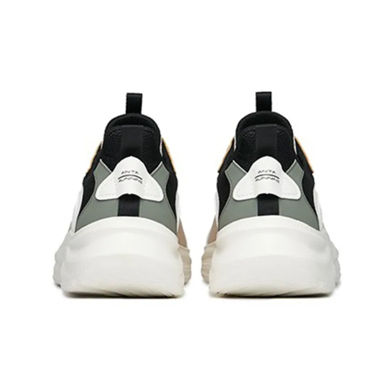 ANTA Running Collection Running Shoes Men Low Top Ivory White/Mud Gray/Black-4