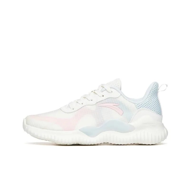 ANTA Running Collection Running Shoes Women's Low Top Ivory White/Illusion Blue/Apricot Blossom Pink-0