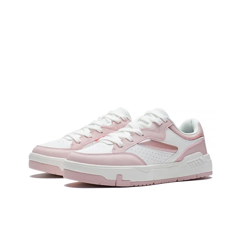 LiNing Ace Anti Slip Wear Resistant Low Top Skateboard Shoes Women's White Pink-2