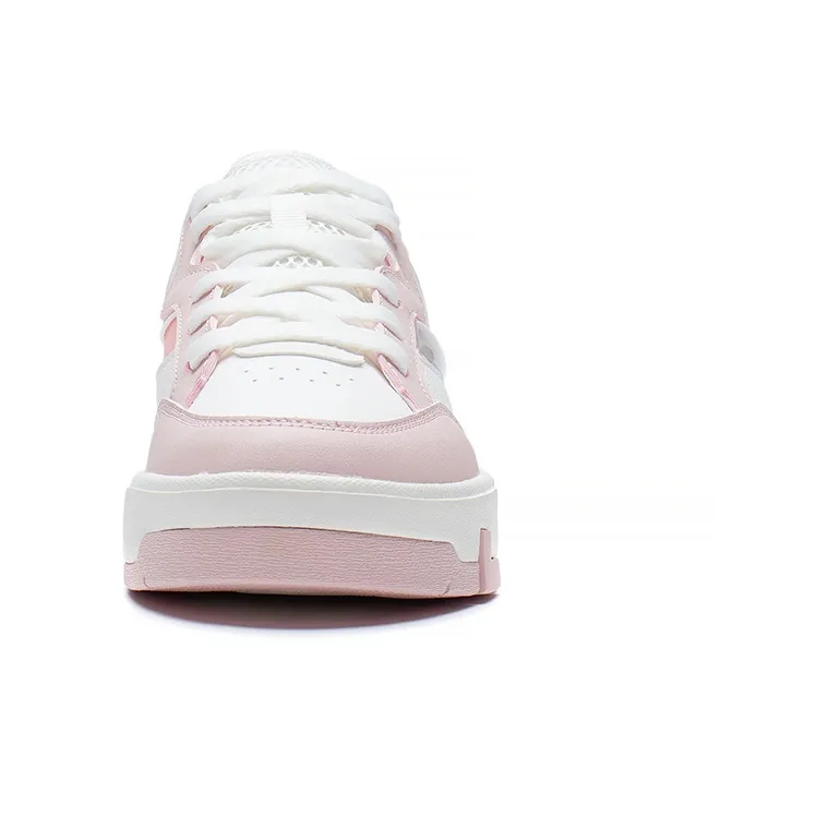 LiNing Ace Anti Slip Wear Resistant Low Top Skateboard Shoes Women's White Pink-4
