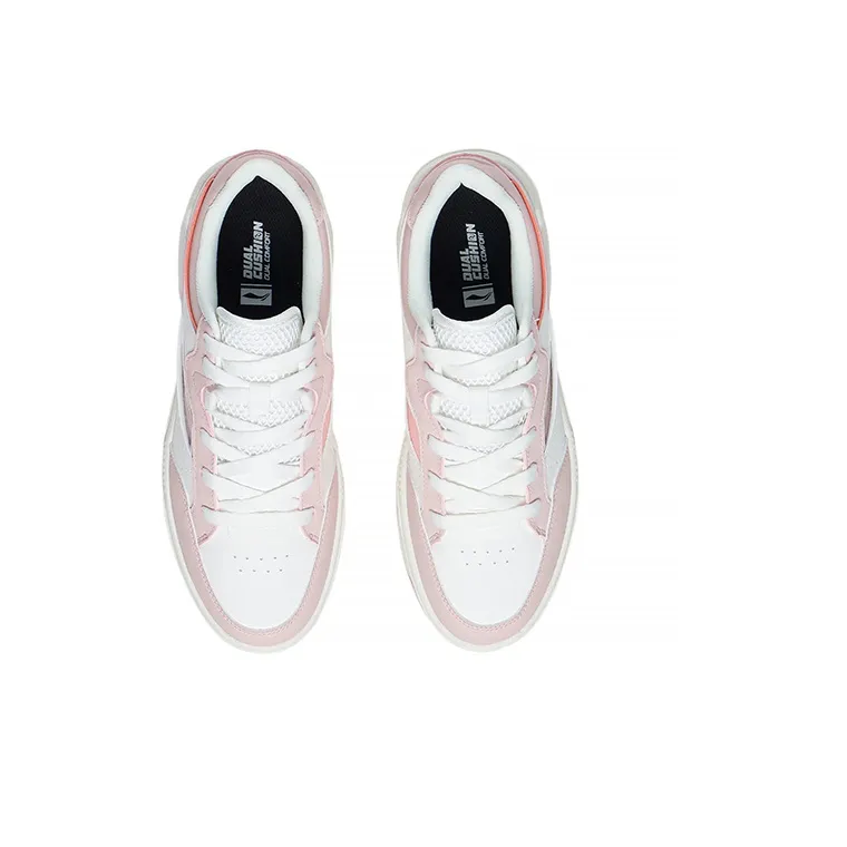 LiNing Ace Anti Slip Wear Resistant Low Top Skateboard Shoes Women's White Pink-3