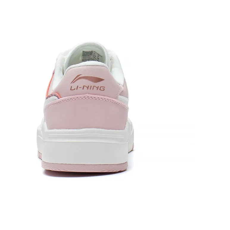 LiNing Ace Anti Slip Wear Resistant Low Top Skateboard Shoes Women's White Pink-5