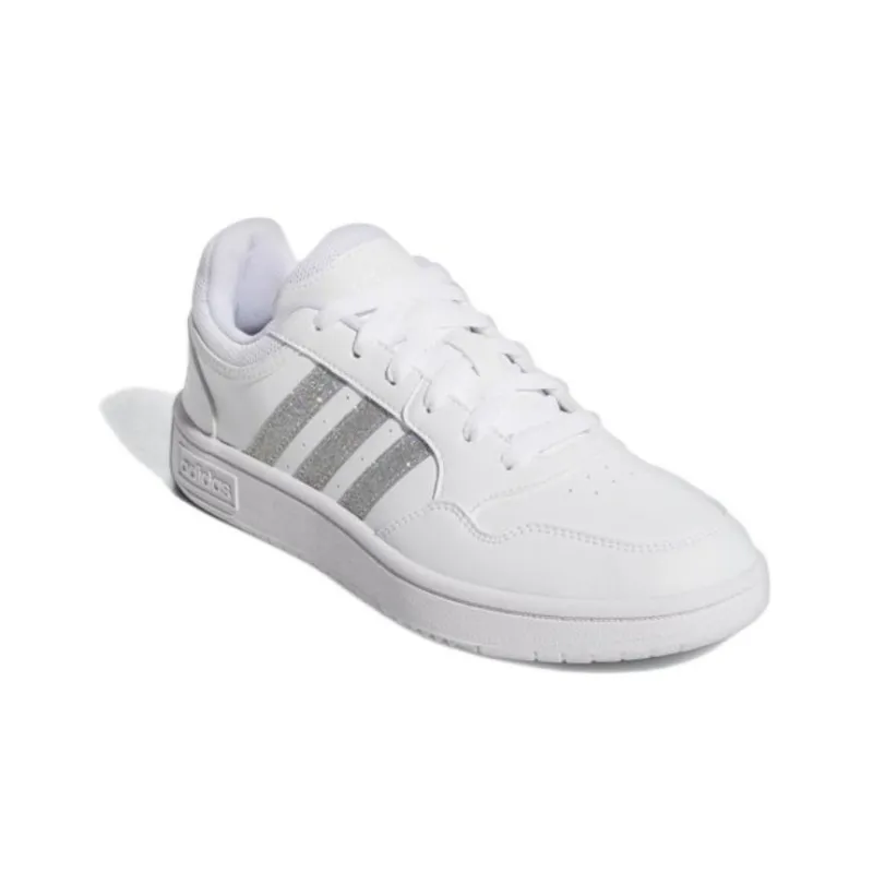 Adidas Hoops 3.0 Low Cut Tennis Shoes 'White Silver Metallic' Women's-2