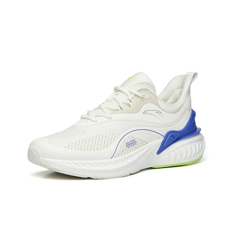 Anta Cushioning Anti-Slip Wear-Resistant Breathability Low-Top Running Shoes Men's White Green Purple Mesh-1
