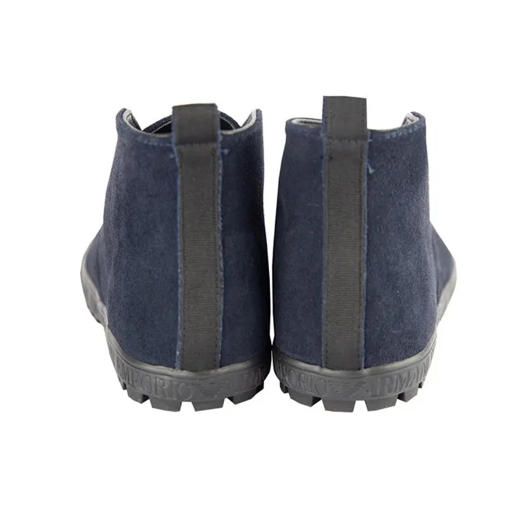 EMPORIO ARMANI Cushioning, Slip Resistant, And Abrasion Resistant High Top Casual Shoes Men's Blue-2