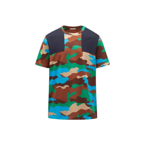 Moncler T-Shirts Men Camouflage Blue