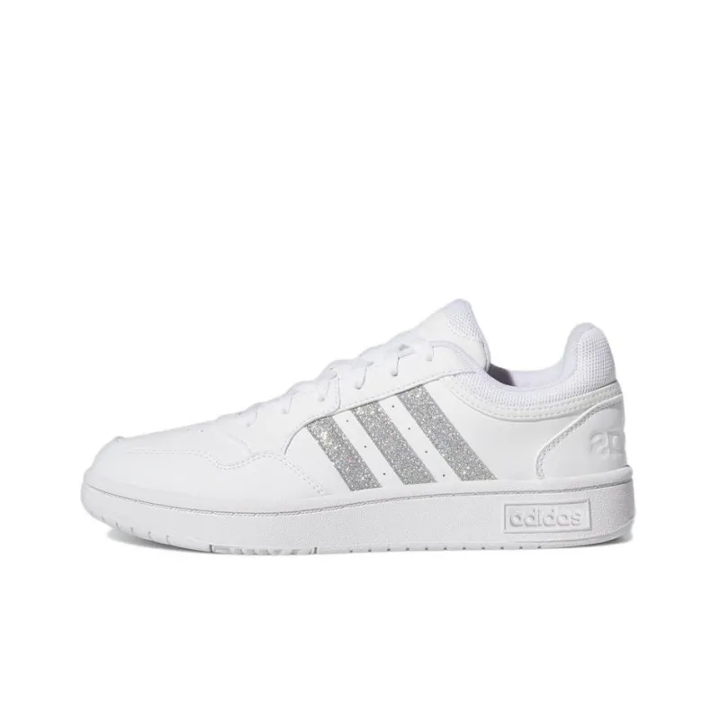 Adidas Hoops 3.0 Low Cut Tennis Shoes 'White Silver Metallic' Women's-0