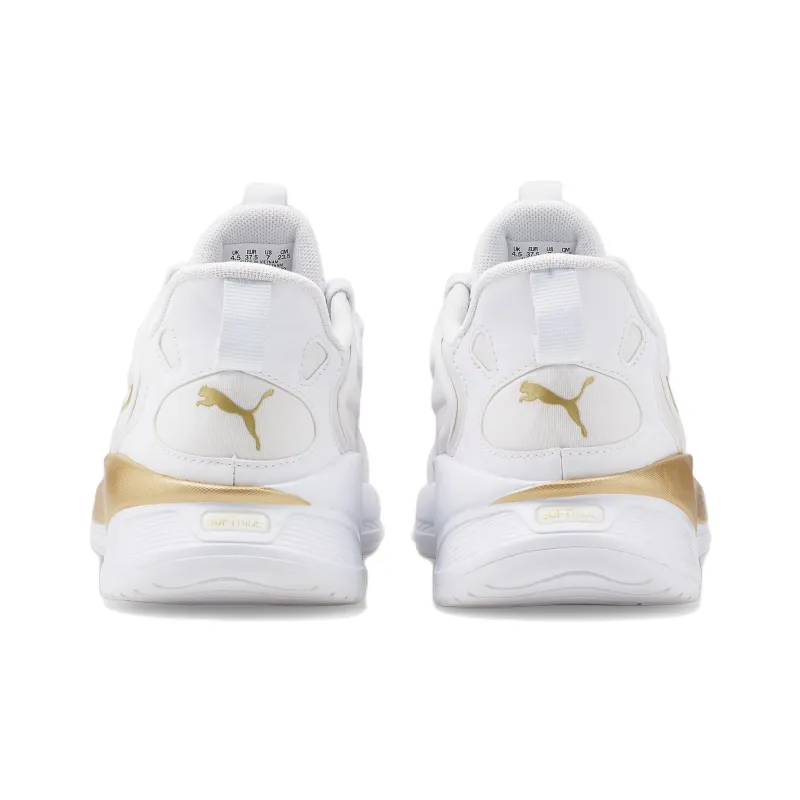 PUMA Softride Cushioning Abrasion Resistant Breathable Low Top Running Shoes Women's White Gold-3
