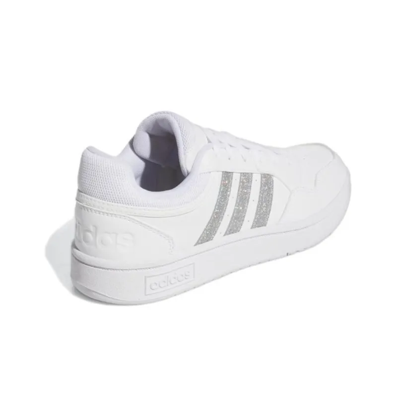 Adidas Hoops 3.0 Low Cut Tennis Shoes 'White Silver Metallic' Women's-3