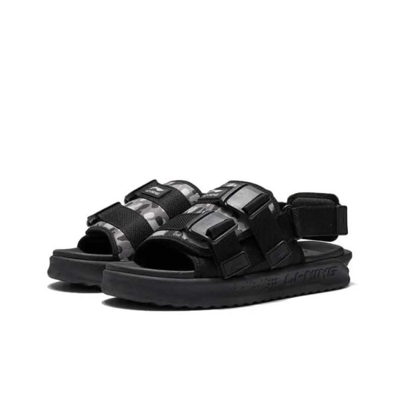 LiNing Beach Sandals Men's Black Gray Color-2