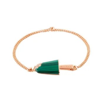 BVLGARI Gelati Series 18K Rose Gold, Malachite, Pave Diamond Bracelets Women's