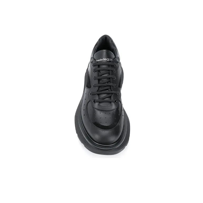 Alexander McQueen Tread Suede panelled Leather Trainers 'Black'-3
